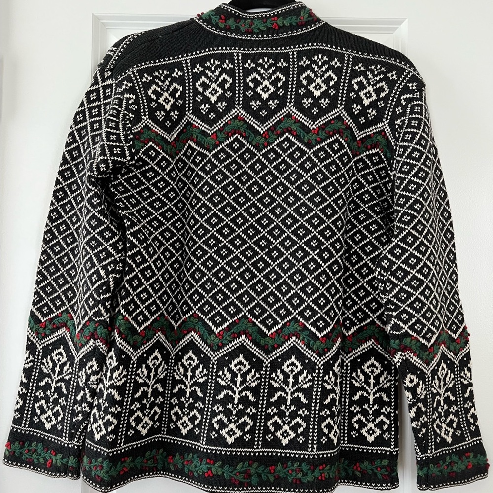 VINTAGE Talbots Women Sweater Black Fair Isle Christmas Pullover Size S - Picture 3 of 3